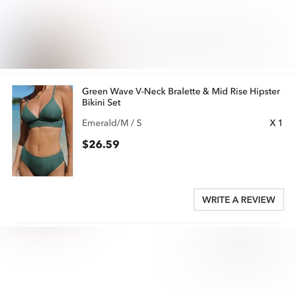 Green Wave V-Neck Bralette & Mid Rise Hipster
Bikini Set - Picture 4 of 7